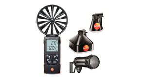 Vane Anemometer with Measuring Funnels and Flow Straightener, 0.3 ... 20m/s, 0 ... 50°C